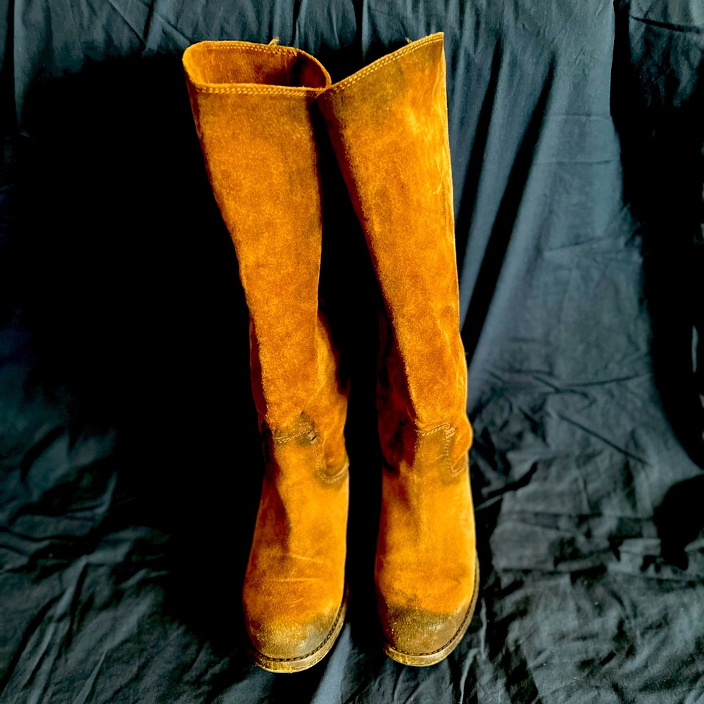 FRYE MELISSA BROWN SUEDE RIDING BOOTS SIZE 8